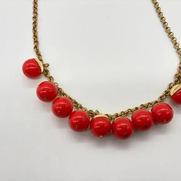 J Crew Gold Chain Statement Necklace w/ Round Vibrant Acrylic Beads - Picture 2 of 7